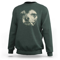 Funny Chihuahua Smoking Cegarette Meme Sweatshirt Gritty Ironic Dog Graphic for Dark Humor Lovers