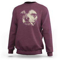 Funny Chihuahua Smoking Cegarette Meme Sweatshirt Gritty Ironic Dog Graphic for Dark Humor Lovers