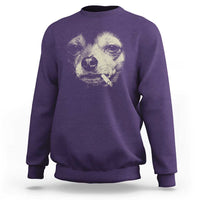 Funny Chihuahua Smoking Cegarette Meme Sweatshirt Gritty Ironic Dog Graphic for Dark Humor Lovers