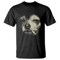 Funny Chihuahua Smoking Cegarette Meme T Shirt Gritty Ironic Dog Graphic for Dark Humor Lovers