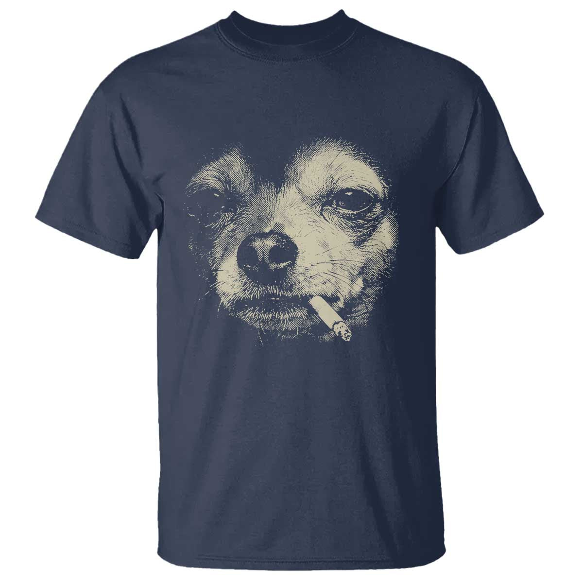 Funny Chihuahua Smoking Cegarette Meme T Shirt Gritty Ironic Dog Graphic for Dark Humor Lovers