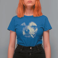 Funny Chihuahua Smoking Cegarette Meme T Shirt For Women Gritty Ironic Dog Graphic for Dark Humor Lovers