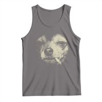 Funny Chihuahua Smoking Cegarette Meme Tank Top Gritty Ironic Dog Graphic for Dark Humor Lovers