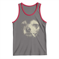 Funny Chihuahua Smoking Cegarette Meme Tank Top Gritty Ironic Dog Graphic for Dark Humor Lovers