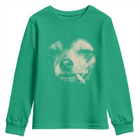 Funny Chihuahua Smoking Cegarette Meme Youth Sweatshirt Gritty Ironic Dog Graphic for Dark Humor Lovers