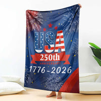 USA 250th Anniversary 1776 2026 Fireworks Throw Blanket Red White Blue 250 Years of Freedom Celebration