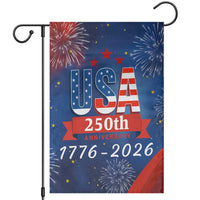 USA 250th Anniversary 1776 2026 Fireworks Garden Flag Red White Blue 250 Years of Freedom Celebration