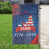 USA 250th Anniversary 1776 2026 Fireworks Garden Flag Red White Blue 250 Years of Freedom Celebration