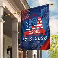 USA 250th Anniversary 1776 2026 Fireworks Garden Flag Red White Blue 250 Years of Freedom Celebration