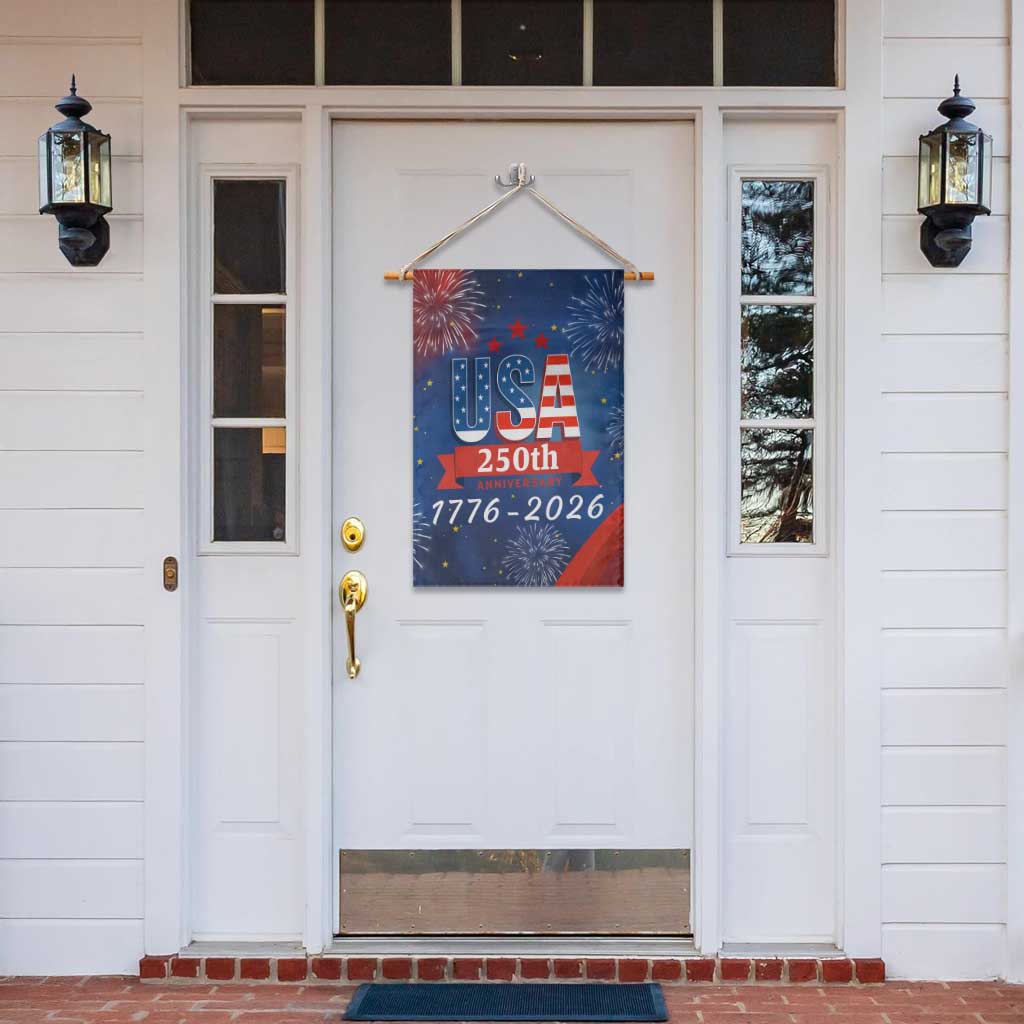 USA 250th Anniversary 1776 2026 Fireworks Garden Flag Red White Blue 250 Years of Freedom Celebration