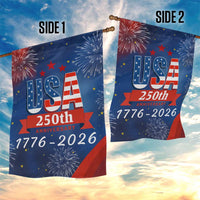 USA 250th Anniversary 1776 2026 Fireworks Garden Flag Red White Blue 250 Years of Freedom Celebration