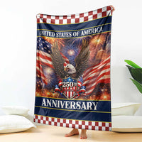 United States of America 250th Anniversary Throw Blanket USA 1776 2026 Patriotic Eagle Fireworks