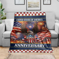 United States of America 250th Anniversary Throw Blanket USA 1776 2026 Patriotic Eagle Fireworks