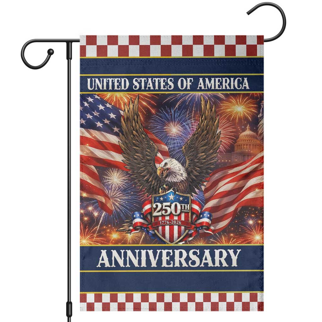 United States of America 250th Anniversary Garden Flag USA 1776 2026 Patriotic Eagle Fireworks