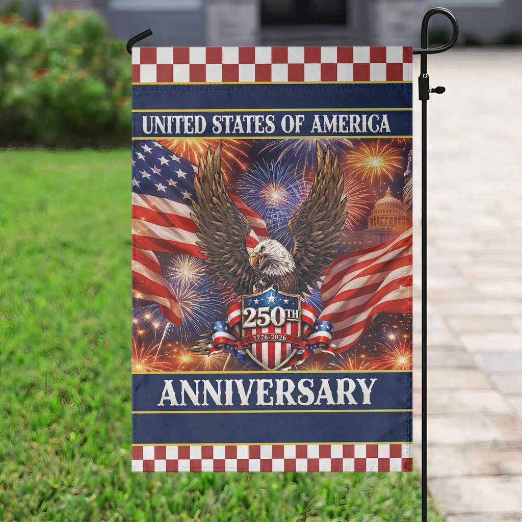 United States of America 250th Anniversary Garden Flag USA 1776 2026 Patriotic Eagle Fireworks