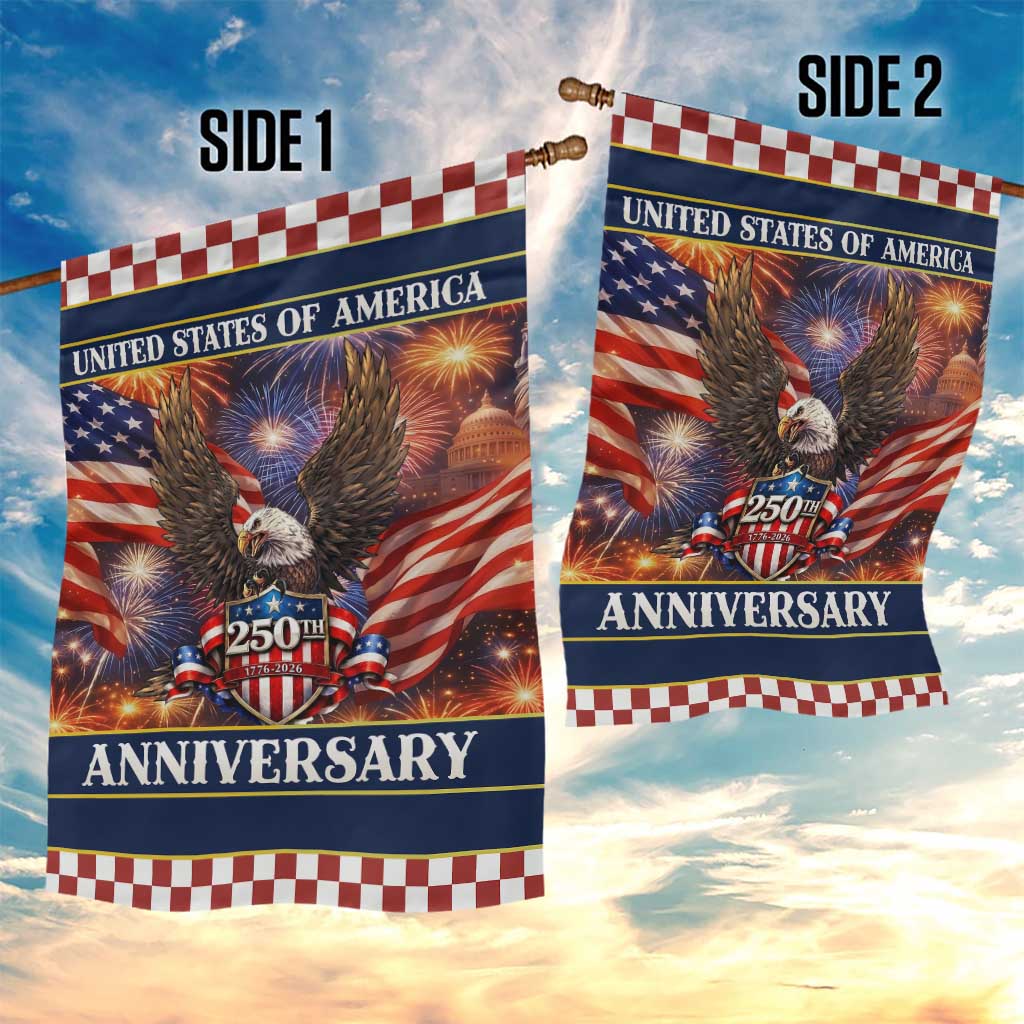 United States of America 250th Anniversary Garden Flag USA 1776 2026 Patriotic Eagle Fireworks