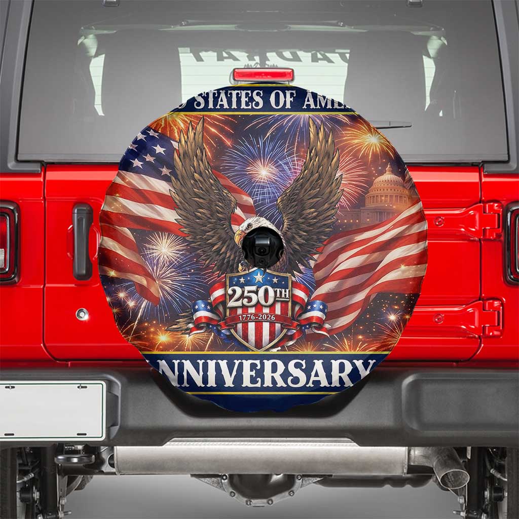 United States of America 250th Anniversary Spare Tire Cover USA 1776 2026 Patriotic Eagle Fireworks