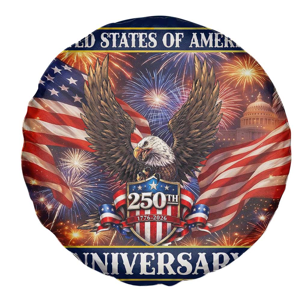 United States of America 250th Anniversary Spare Tire Cover USA 1776 2026 Patriotic Eagle Fireworks