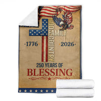 God Family Country 250 Years of Blessing Vintage Throw Blanket 1776 2026 Patriotic Faith and Freedom