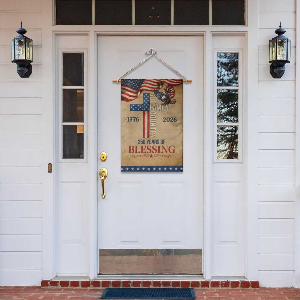 God Family Country 250 Years of Blessing Vintage Garden Flag 1776 2026 Patriotic Faith and Freedom