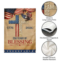God Family Country 250 Years of Blessing Vintage Garden Flag 1776 2026 Patriotic Faith and Freedom