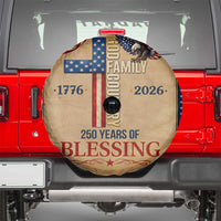 God Family Country 250 Years of Blessing Vintage Spare Tire Cover 1776 2026 Patriotic Faith and Freedom