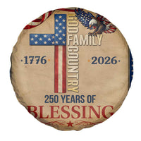 God Family Country 250 Years of Blessing Vintage Spare Tire Cover 1776 2026 Patriotic Faith and Freedom