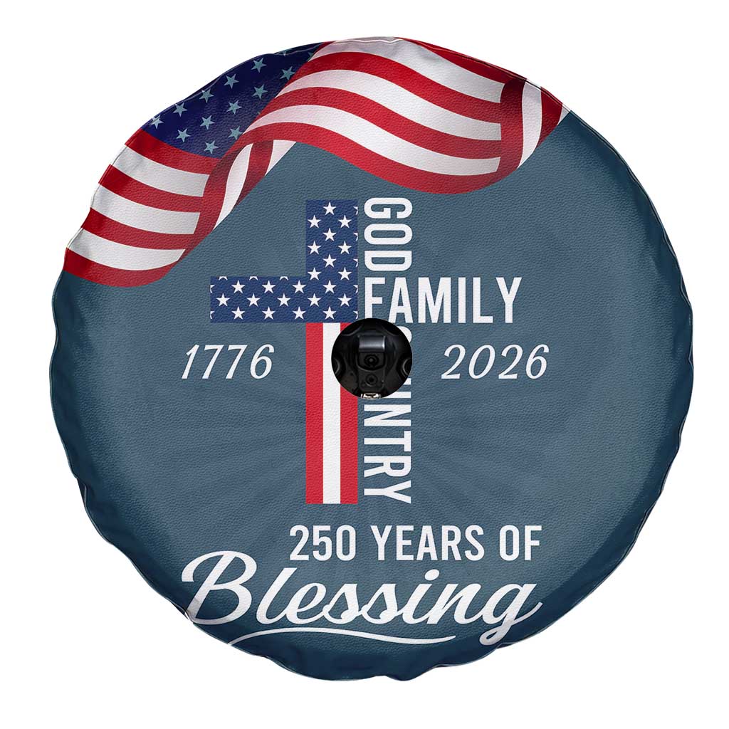 God Family Country USA 250th Anniversary Spare Tire Cover 250 Years of Blessing 1776 2026 Patriotic Faith and Freedom