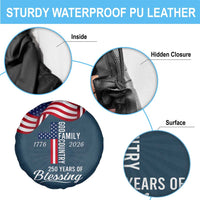 God Family Country USA 250th Anniversary Spare Tire Cover 250 Years of Blessing 1776 2026 Patriotic Faith and Freedom