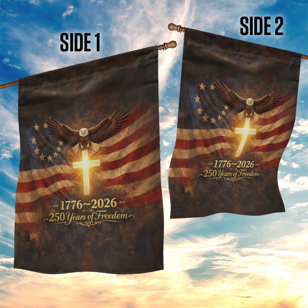 1776-2026 US 250 Years of Freedom Garden Flag Patriotic Betsy Ross Flag Cross Bald Eagle Semiquincentennial Gift