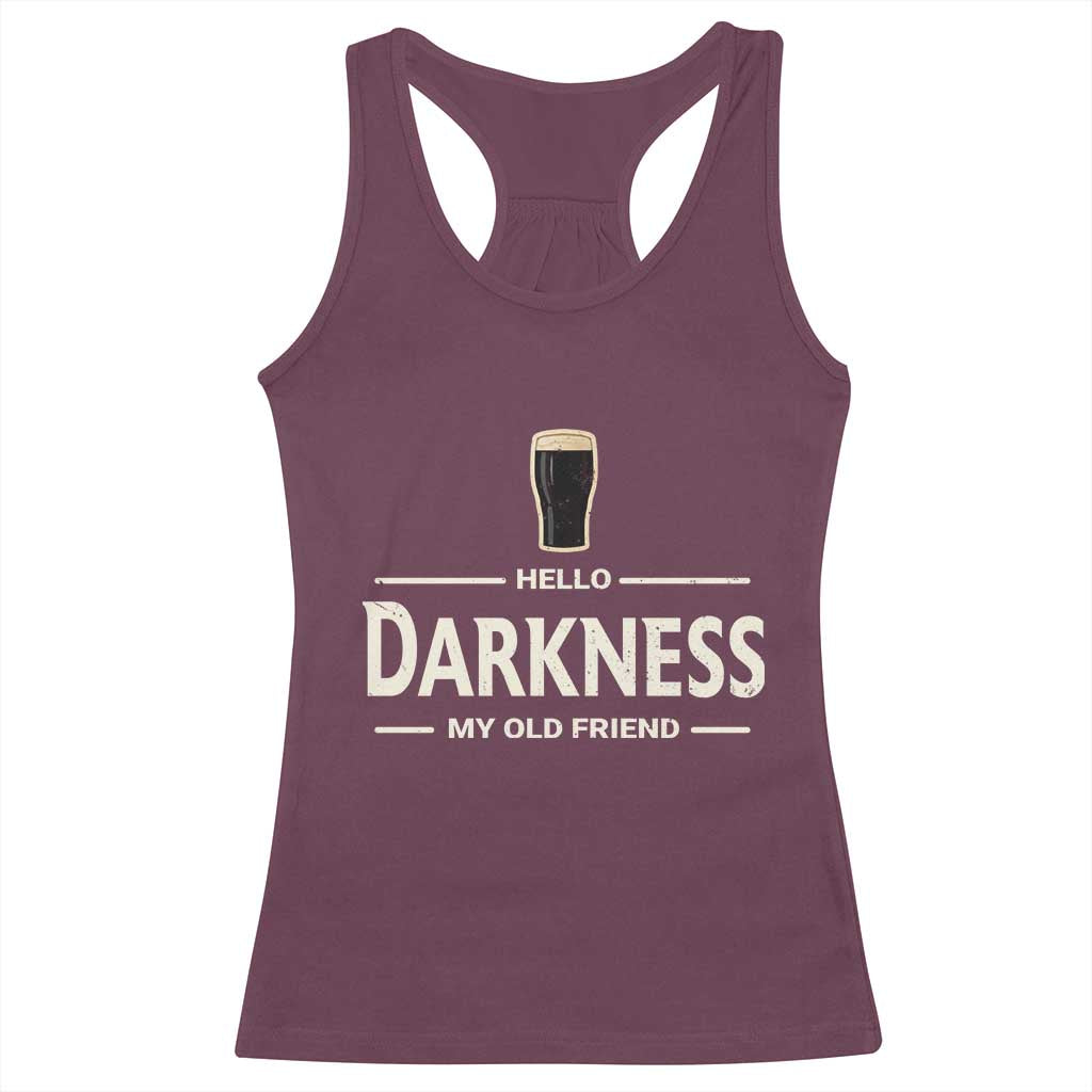 Hello Darkness My Old Friend Funny Stout Beer Lover Racerback Tank Top Craft Brew Fans
