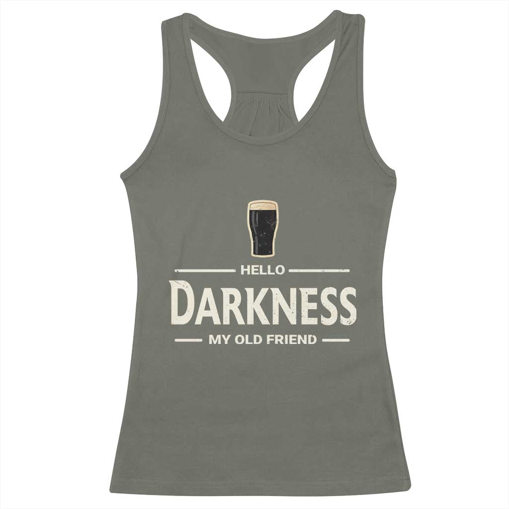 Hello Darkness My Old Friend Funny Stout Beer Lover Racerback Tank Top Craft Brew Fans