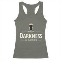 Hello Darkness My Old Friend Funny Stout Beer Lover Racerback Tank Top Craft Brew Fans