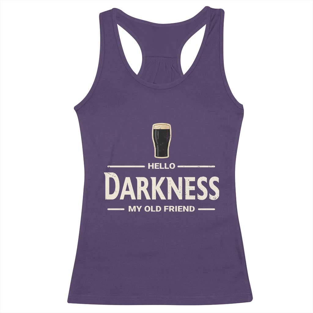 Hello Darkness My Old Friend Funny Stout Beer Lover Racerback Tank Top Craft Brew Fans