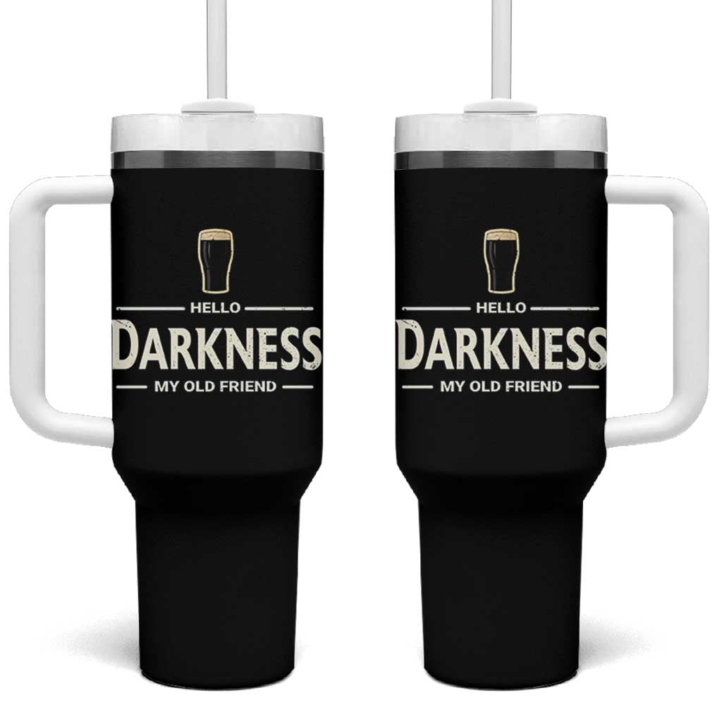 Hello Darkness My Old Friend Funny Stout Beer Lover Tumbler With Handle Craft Brew Fans