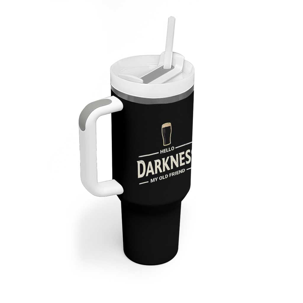 Hello Darkness My Old Friend Funny Stout Beer Lover Tumbler With Handle Craft Brew Fans