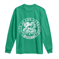Lucky Is For Heretics Skull Shamrock Long Sleeve Shirt Proverbs 16:33 Christian St Patricks Day Statement