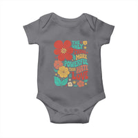 The Only Thing More Powerful Than Hate Is Love Baby Onesie Retro Floral Boho Bunny Inspirational Statement