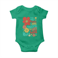 The Only Thing More Powerful Than Hate Is Love Baby Onesie Retro Floral Boho Bunny Inspirational Statement