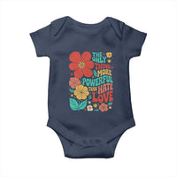 The Only Thing More Powerful Than Hate Is Love Baby Onesie Retro Floral Boho Bunny Inspirational Statement