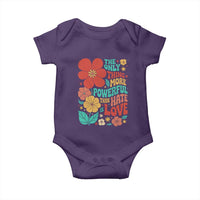 The Only Thing More Powerful Than Hate Is Love Baby Onesie Retro Floral Boho Bunny Inspirational Statement