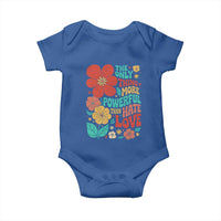 The Only Thing More Powerful Than Hate Is Love Baby Onesie Retro Floral Boho Bunny Inspirational Statement