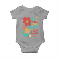 The Only Thing More Powerful Than Hate Is Love Baby Onesie Retro Floral Boho Bunny Inspirational Statement
