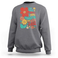 The Only Thing More Powerful Than Hate Is Love Sweatshirt Retro Floral Boho Bunny Inspirational Statement