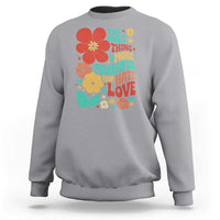 The Only Thing More Powerful Than Hate Is Love Sweatshirt Retro Floral Boho Bunny Inspirational Statement