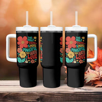 The Only Thing More Powerful Than Hate Is Love Tumbler With Handle Retro Floral Boho Bunny Inspirational Statement