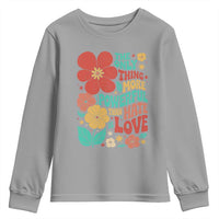 The Only Thing More Powerful Than Hate Is Love Youth Sweatshirt Retro Floral Boho Bunny Inspirational Statement