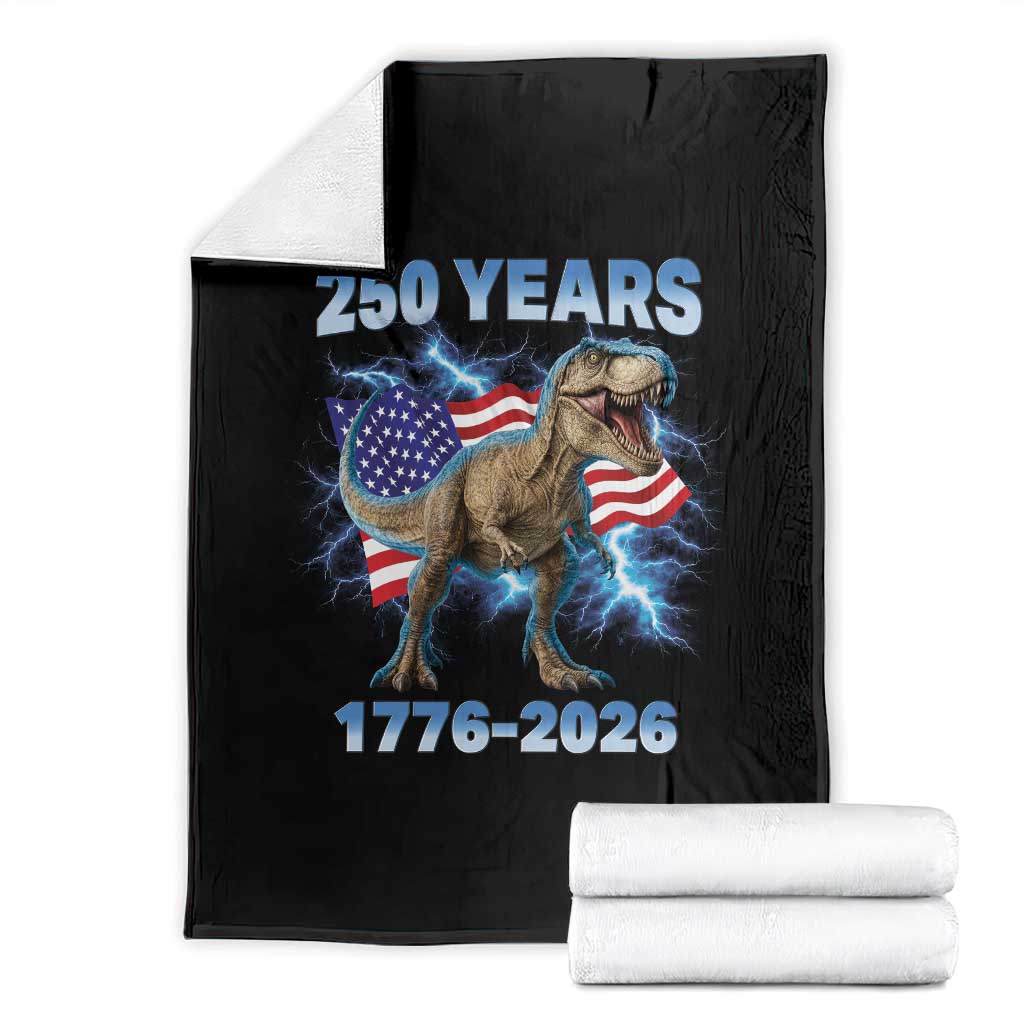 Funny Patriotic Dino Rex 250 Years 1776 2026 Throw Blanket Dinosaur USA Flag America 250th Anniversary Celebration