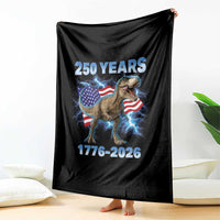 Funny Patriotic Dino Rex 250 Years 1776 2026 Throw Blanket Dinosaur USA Flag America 250th Anniversary Celebration