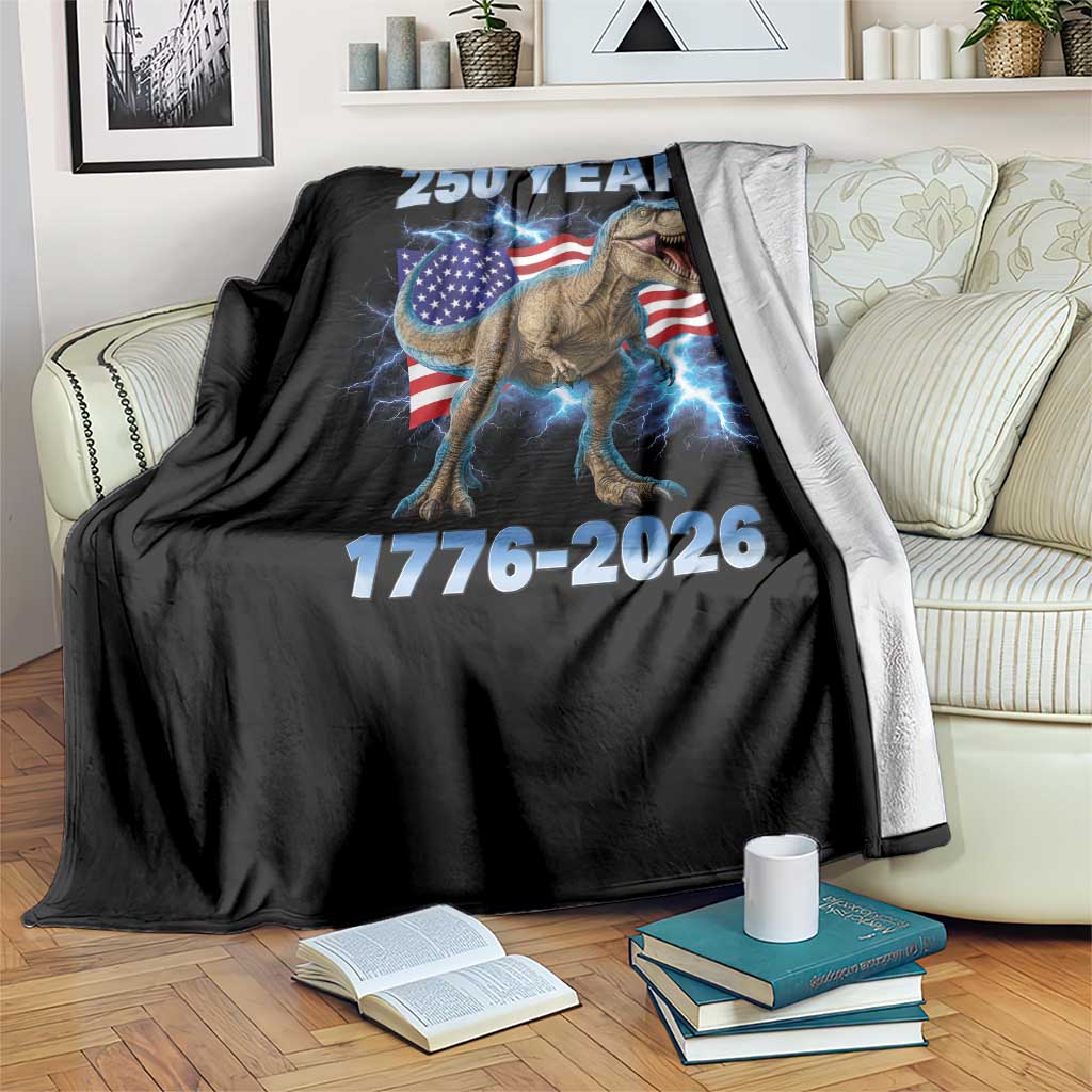 Funny Patriotic Dino Rex 250 Years 1776 2026 Throw Blanket Dinosaur USA Flag America 250th Anniversary Celebration